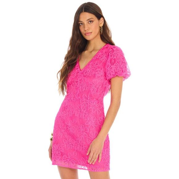Allison New York Dixie Lace Dress in Hot Pink 8 - Picture 1 of 2
